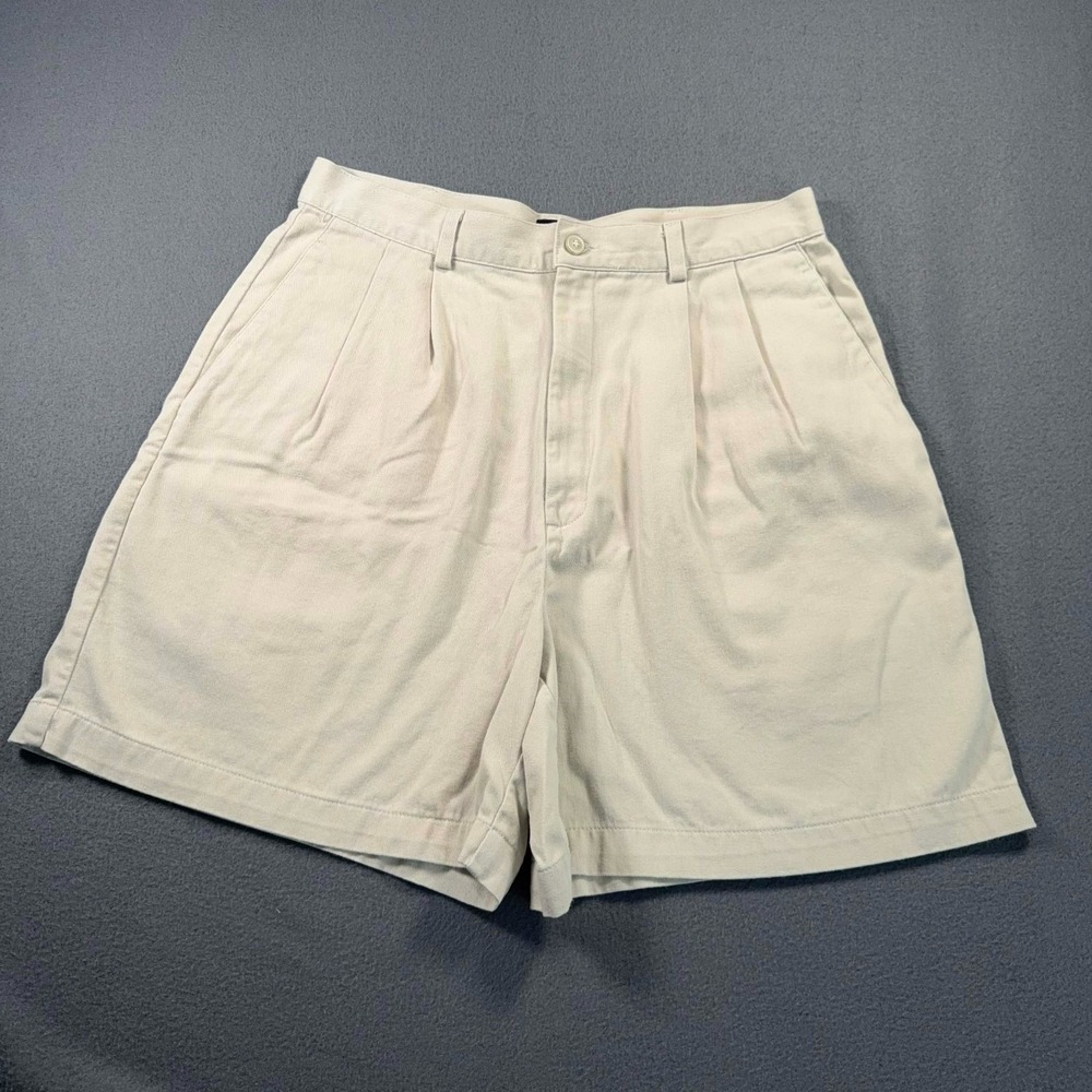 Dockers Classic Khaki Shorts Women's 14 Beige Pleated High Rise 31x5.5 Cotton